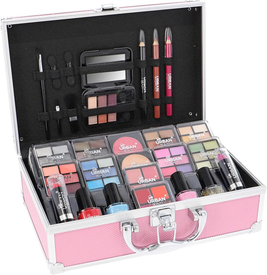Végétalien Trousse Maquillage Rose Vif - Kit Maquillage 82 Pièces Adolescentes Et Femmes Avec Ombres À Paupières, Fards, Rouges À Lèvres Et Produits Pour Les Ongles